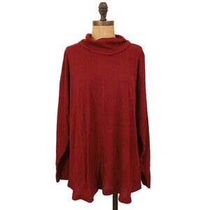 Sanctuary Cowl Neck Waffle Knit Top Size 2X Long Sleeve Tunic Burgundy NWT B3